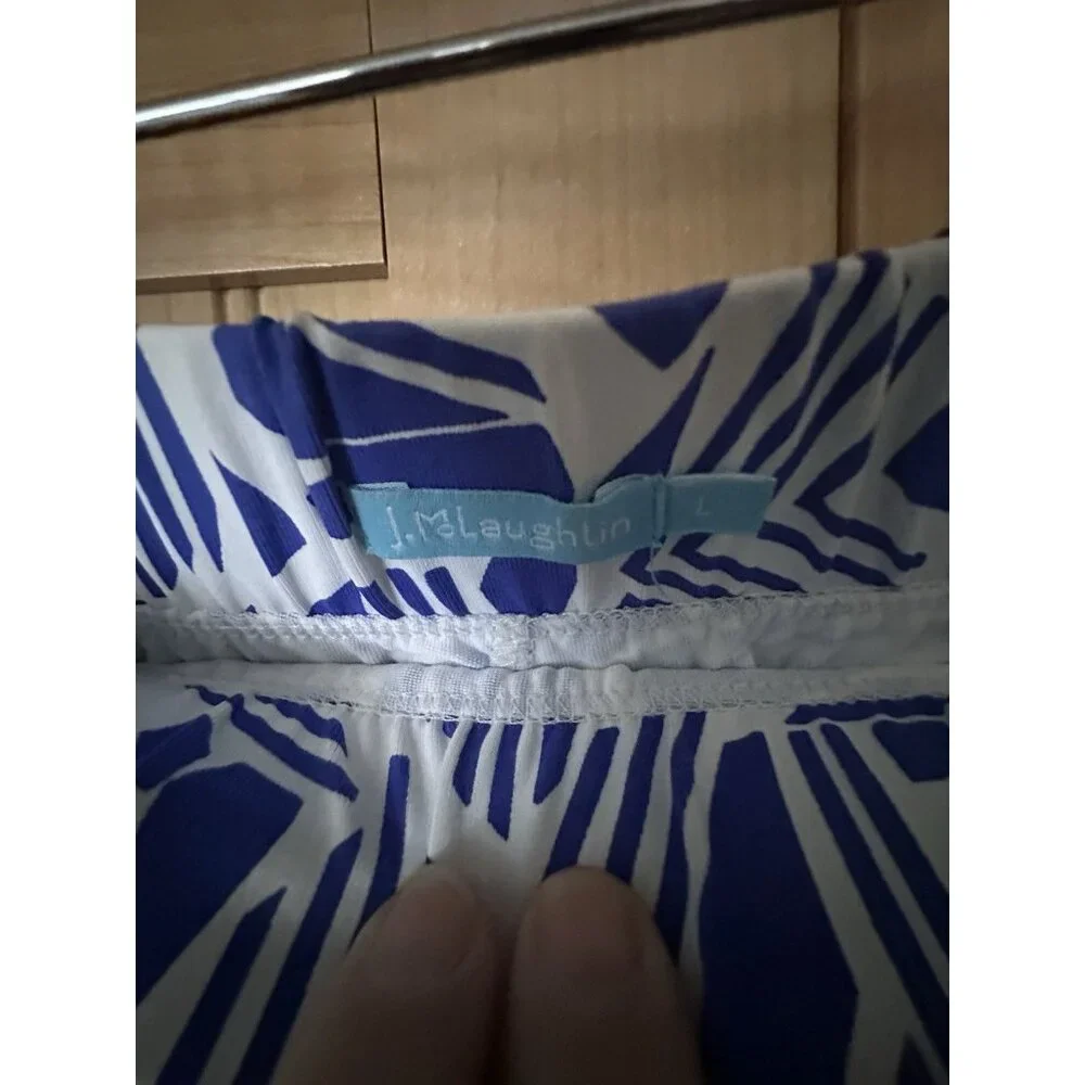 J. McLaughlin Skort Women White Blue Geometric Print Golf Pickleball Preppy Sz L